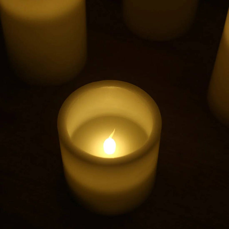 6 Real Wax 3" 6" 9" Flameless LED Pillar Candles Set with Flat Top