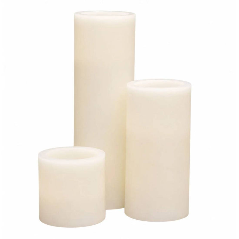6 Real Wax 3" 6" 9" Flameless LED Pillar Candles Set with Flat Top LED_CAND_PL17_SET369_IVR_PK6