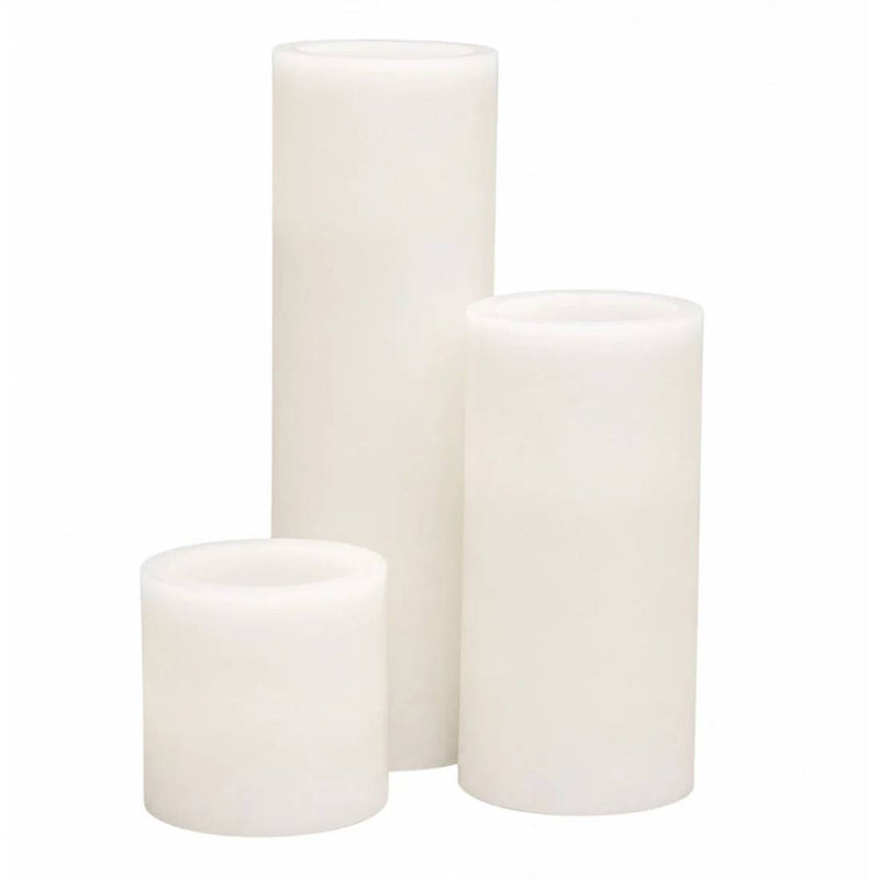 6 Real Wax 3" 6" 9" Flameless LED Pillar Candles Set with Flat Top LED_CAND_PL17_SET369_WHT_PK6