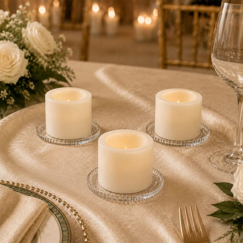 6 Real Wax 3" x 3" Flameless LED Pillar Candles with Flat Top
