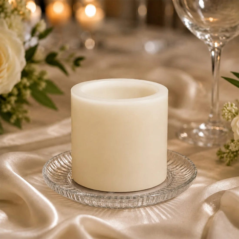 6 Real Wax 3" x 3" Flameless LED Pillar Candles with Flat Top
