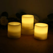6 Real Wax 3" x 3" Flameless LED Pillar Candles with Flat Top