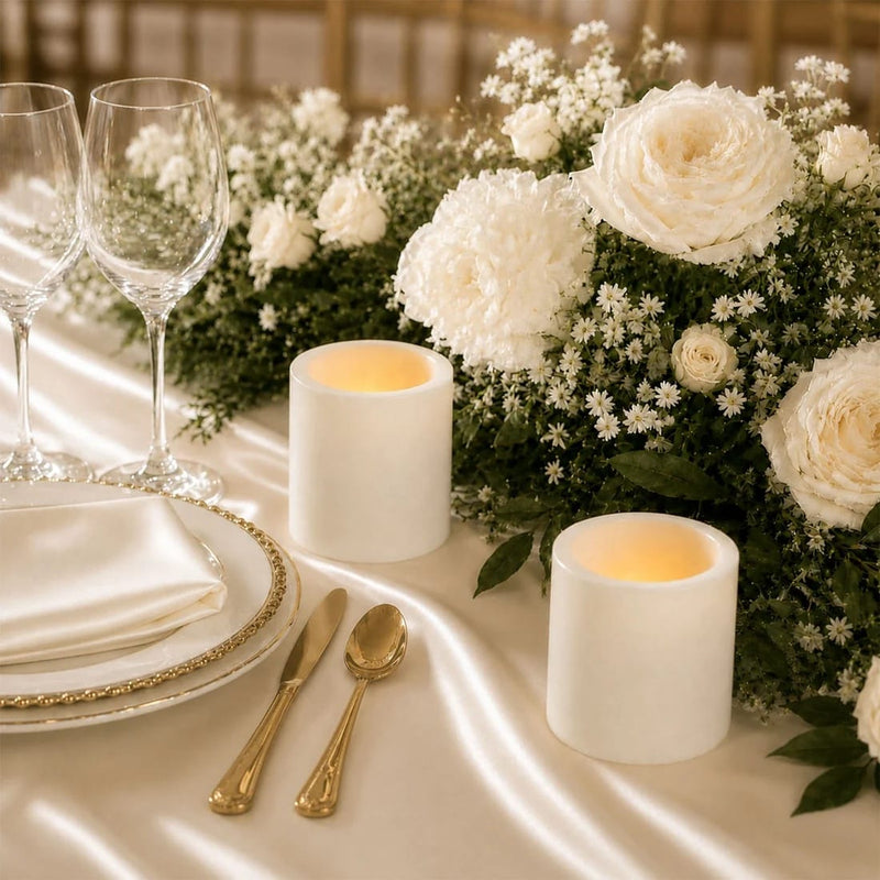 6 Real Wax 3" x 3" Flameless LED Pillar Candles with Flat Top