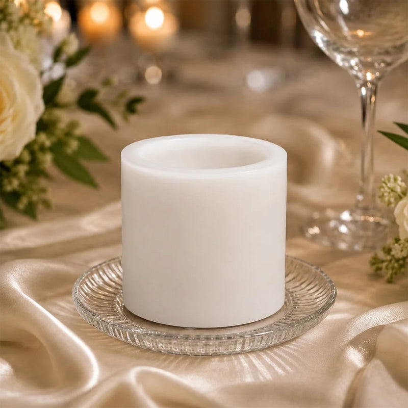 6 Real Wax 3" x 3" Flameless LED Pillar Candles with Flat Top