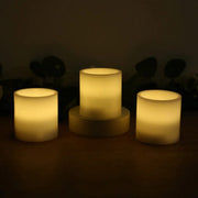 6 Real Wax 3" x 3" Flameless LED Pillar Candles with Flat Top