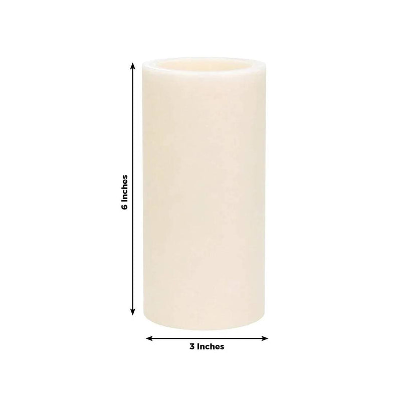 6 Real Wax 3" x 6" Flameless LED Pillar Candles with Flat Top