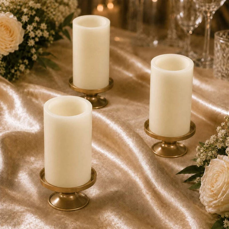 6 Real Wax 3" x 6" Flameless LED Pillar Candles with Flat Top