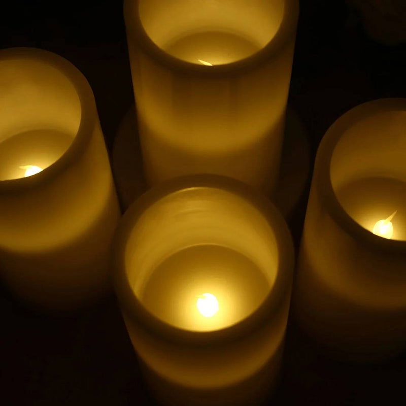 6 Real Wax 3" x 6" Flameless LED Pillar Candles with Flat Top