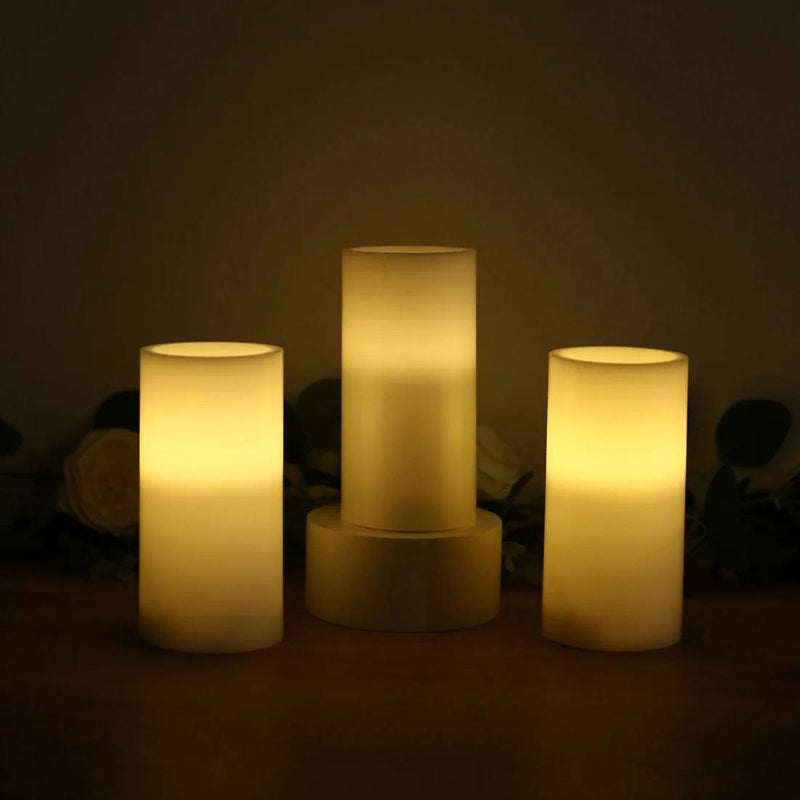 6 Real Wax 3" x 6" Flameless LED Pillar Candles with Flat Top