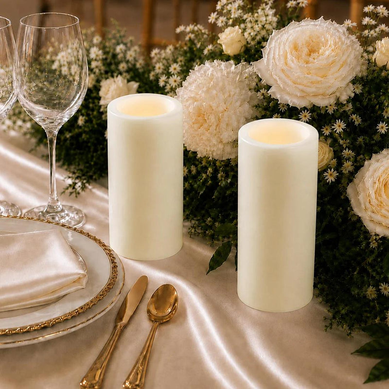 6 Real Wax 3" x 9" Flameless LED Pillar Candles with Flat Top