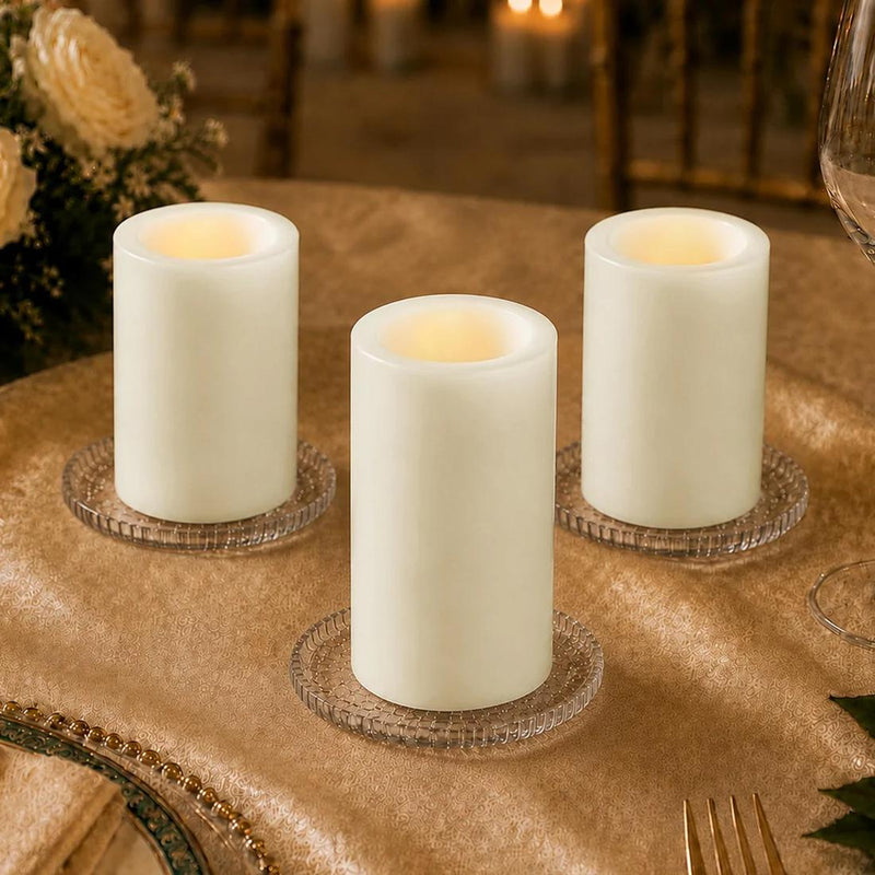 6 Real Wax 3" x 9" Flameless LED Pillar Candles with Flat Top