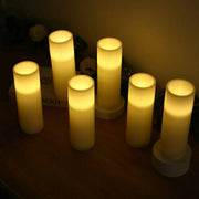 6 Real Wax 3" x 9" Flameless LED Pillar Candles with Flat Top