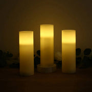 6 Real Wax 3" x 9" Flameless LED Pillar Candles with Flat Top