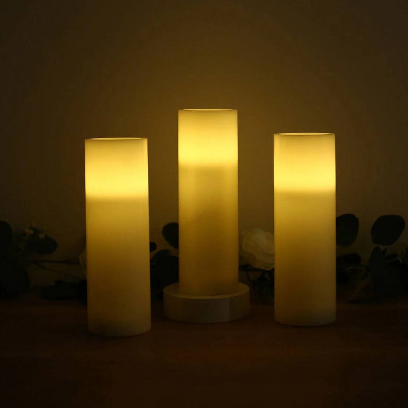 6 Real Wax 3" x 9" Flameless LED Pillar Candles with Flat Top