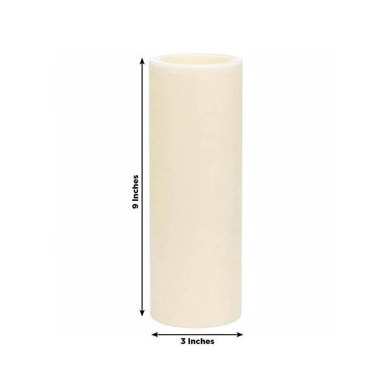 6 Real Wax 3" x 9" Flameless LED Pillar Candles with Flat Top