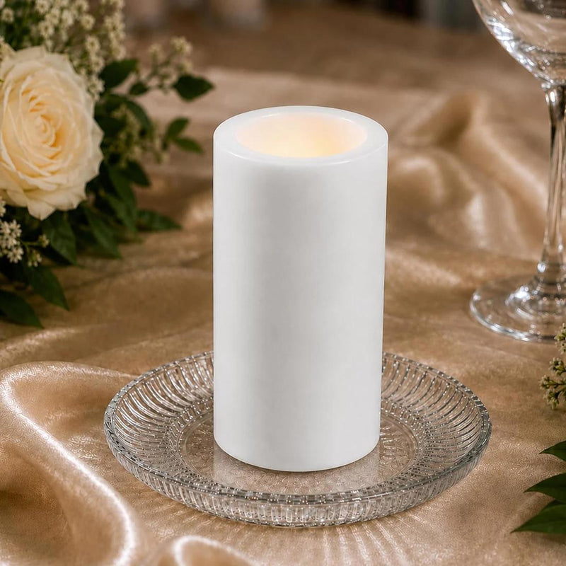6 Real Wax 3" x 9" Flameless LED Pillar Candles with Flat Top