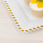 6 Rectangular Acrylic Serving Trays with Gold Beaded Rim