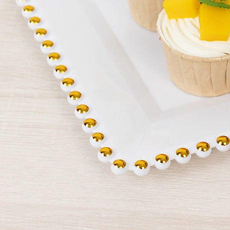 6 Rectangular Acrylic Serving Trays with Gold Beaded Rim