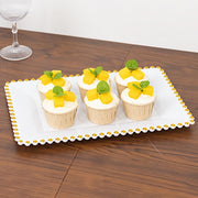 6 Rectangular Acrylic Serving Trays with Gold Beaded Rim