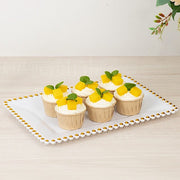 6 Rectangular Acrylic Serving Trays with Gold Beaded Rim