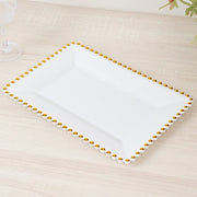 6 Rectangular Acrylic Serving Trays with Gold Beaded Rim