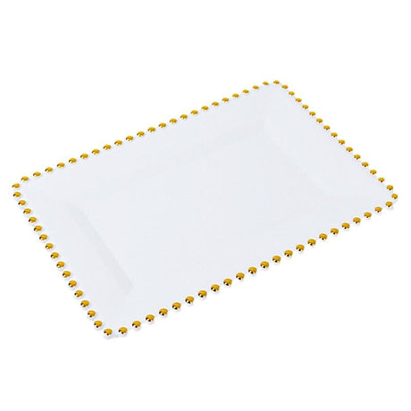 6 Rectangular Acrylic Serving Trays with Gold Beaded Rim