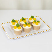 6 Rectangular Acrylic Serving Trays with Gold Beaded Rim