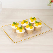 6 Rectangular Acrylic Serving Trays with Gold Beaded Rim