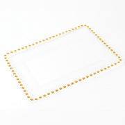 6 Rectangular Acrylic Serving Trays with Gold Beaded Rim