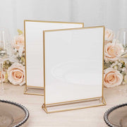 6 Rectangular Frame Acrylic Freestanding Table Sign Holders - Gold and Clear FAV_BOARD05_9X11_CLRGD