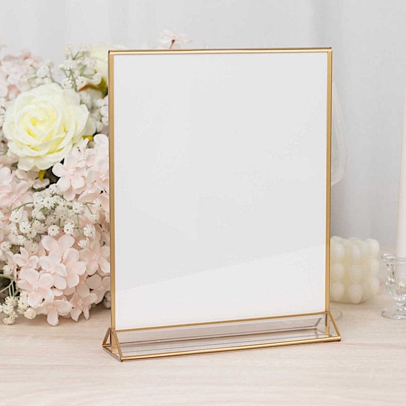 6 Rectangular Frame Acrylic Freestanding Table Sign Holders - Gold and Clear FAV_BOARD05_9X11_CLRGD