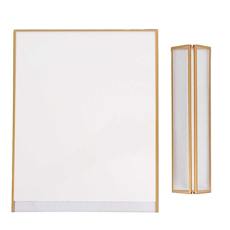 6 Rectangular Frame Acrylic Freestanding Table Sign Holders - Gold and Clear FAV_BOARD05_9X11_CLRGD