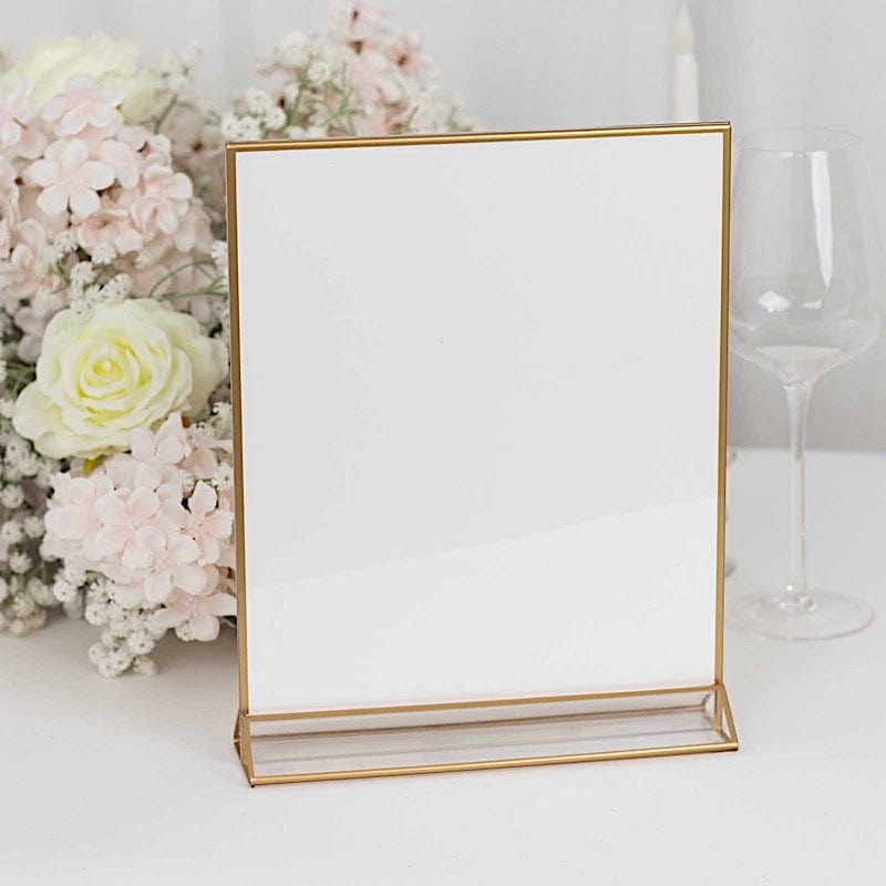 6 Rectangular Frame Acrylic Freestanding Table Sign Holders - Gold and Clear FAV_BOARD05_9X11_CLRGD