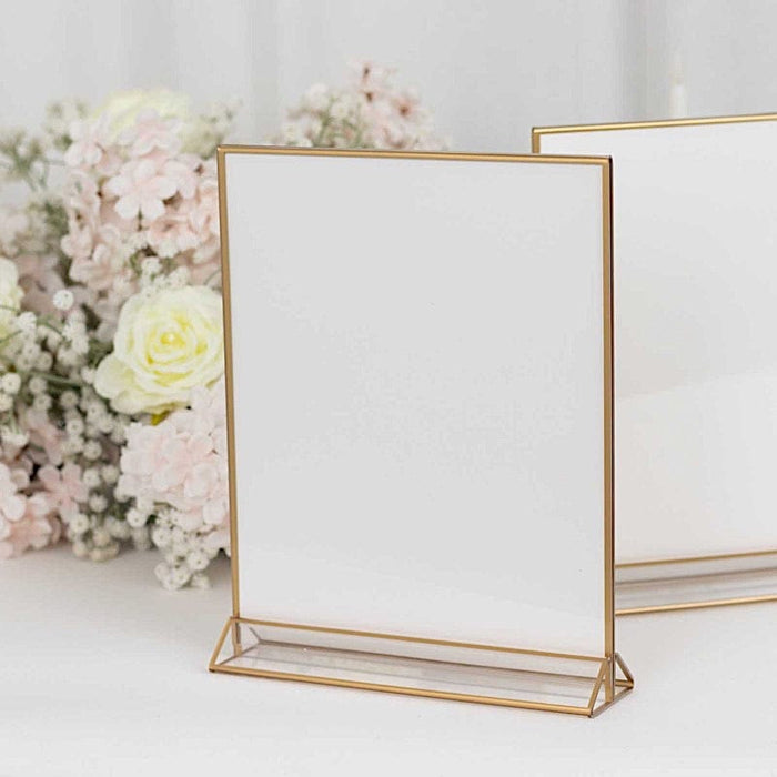 6 Rectangular Frame Acrylic Freestanding Table Sign Holders - Gold and Clear FAV_BOARD05_9X11_CLRGD