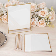 6 Rectangular Frame Acrylic Freestanding Table Sign Holders - Gold and Clear FAV_BOARD05_9X11_CLRGD