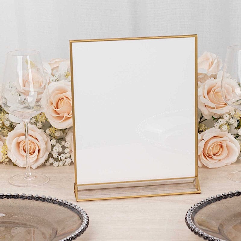 6 Rectangular Frame Acrylic Freestanding Table Sign Holders - Gold and Clear FAV_BOARD05_9X11_CLRGD