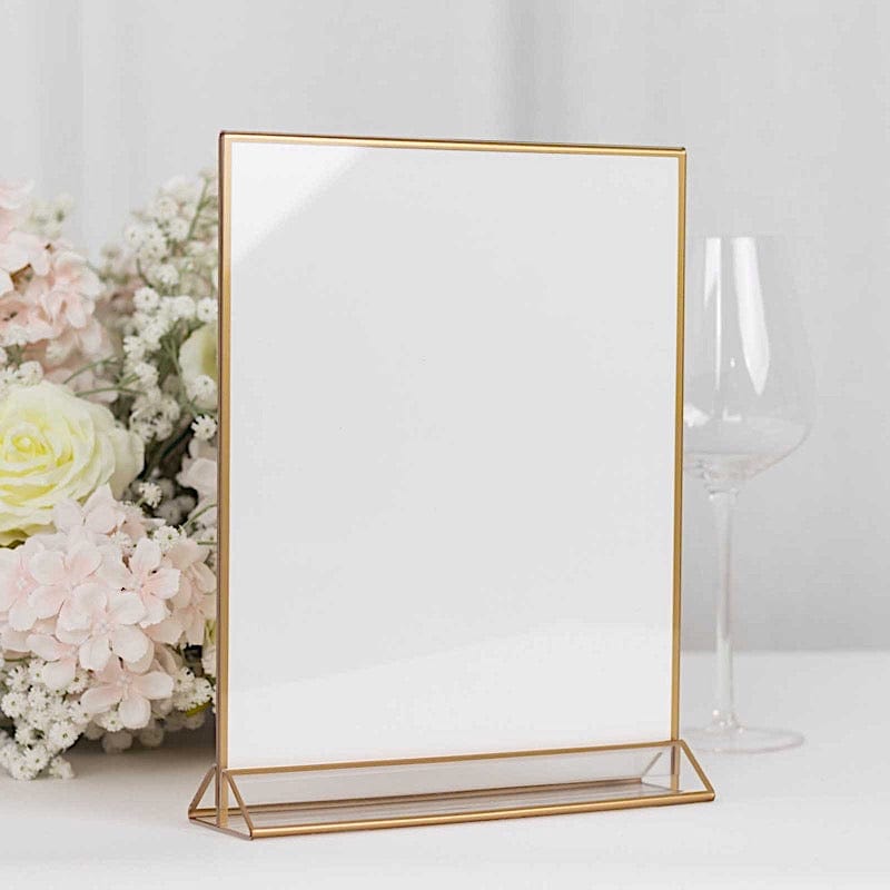 6 Rectangular Frame Acrylic Freestanding Table Sign Holders - Gold and Clear FAV_BOARD05_9X11_CLRGD