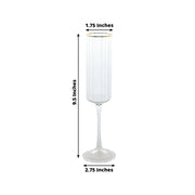 6 Ribbed Champagne Flute Glasses 7oz Gold Rim Design - Clear GLAS_CUCP007_7_CLGD