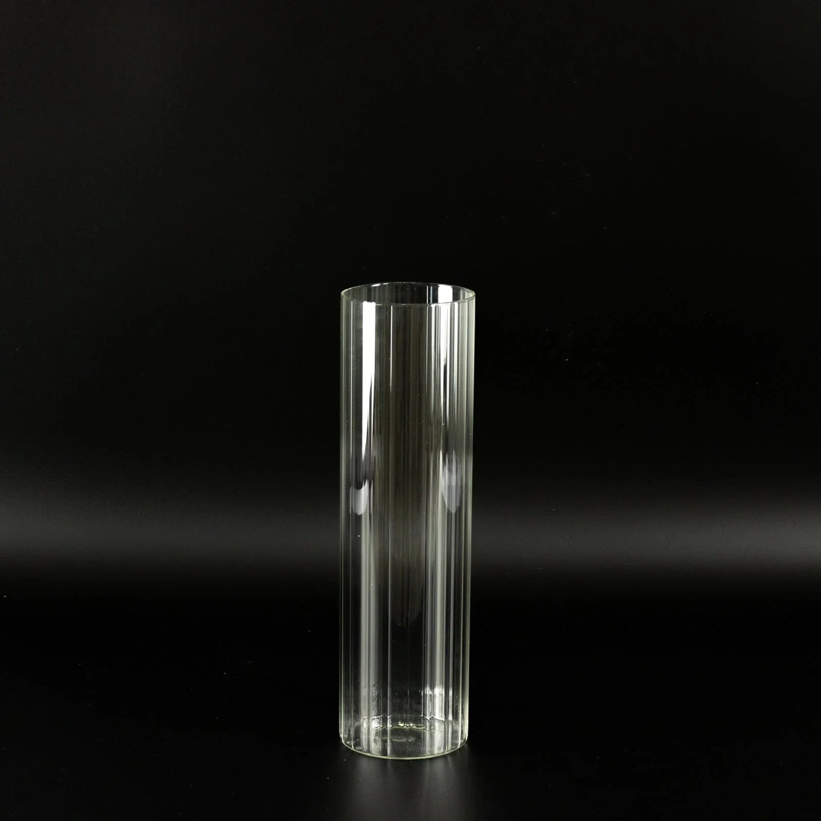 6 Ribbed Cylinder Glass Vases Wedding Centerpieces - Clear