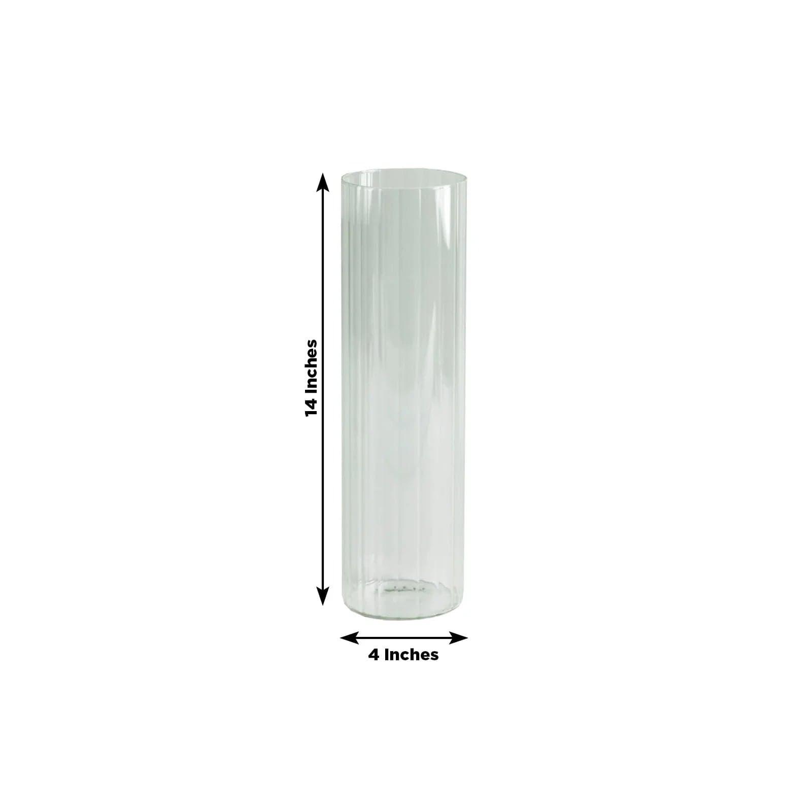 6 Ribbed Cylinder Glass Vases Wedding Centerpieces - Clear