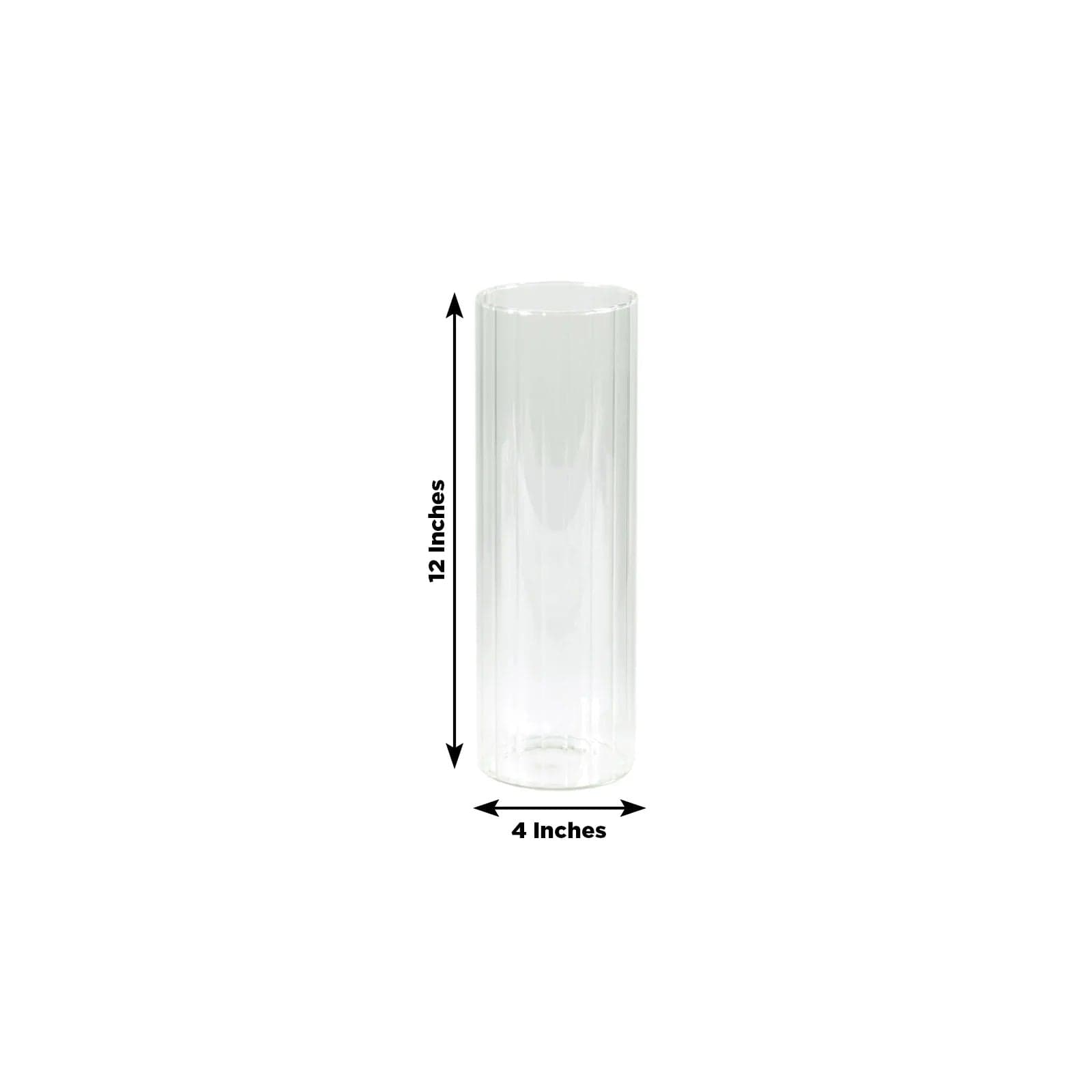 6 Ribbed Cylinder Glass Vases Wedding Centerpieces - Clear