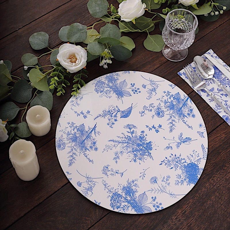 6 Round 13" Charger Plates with Chinoiserie Floral Print