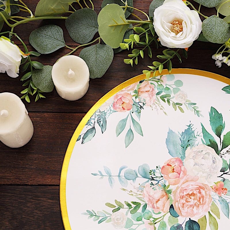 6 Round 13" Charger Plates with Chinoiserie Floral Print