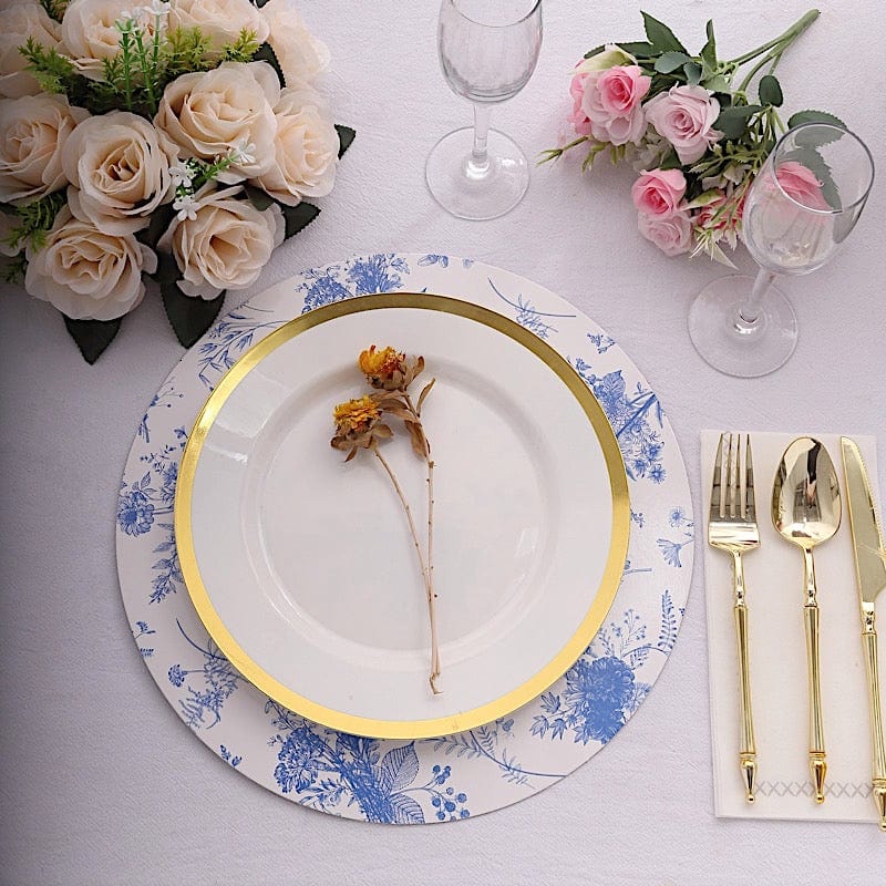 6 Round 13" Charger Plates with Chinoiserie Floral Print