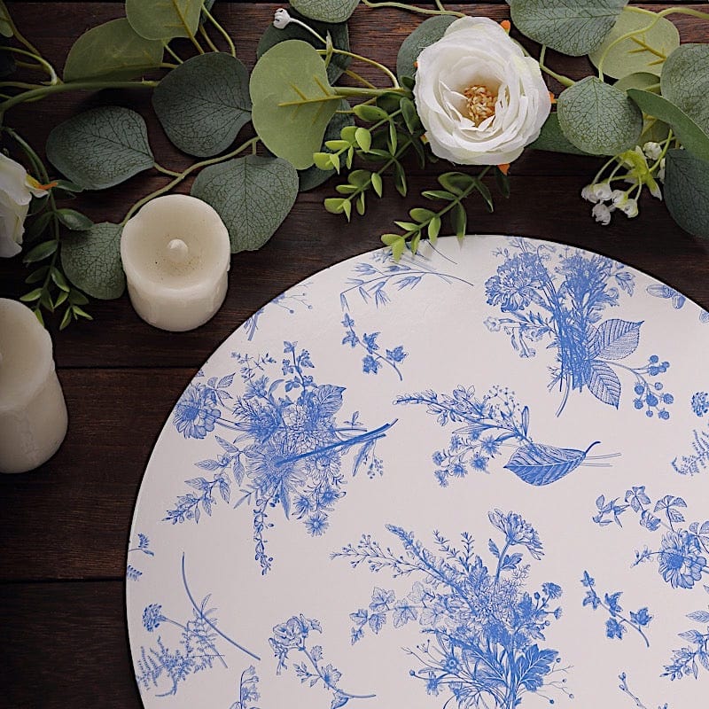 6 Round 13" Charger Plates with Chinoiserie Floral Print