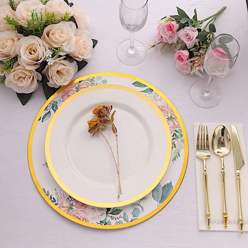 6 Round 13" Charger Plates with Chinoiserie Floral Print