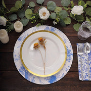 6 Round 13" Charger Plates with Chinoiserie Floral Print