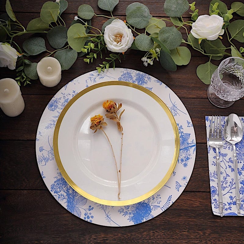 6 Round 13" Charger Plates with Chinoiserie Floral Print