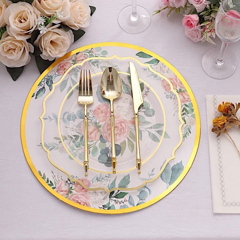 6 Round 13" Charger Plates with Chinoiserie Floral Print