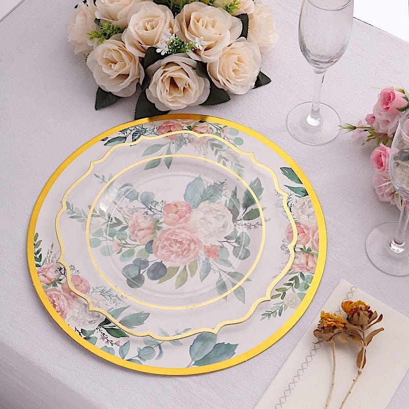 6 Round 13" Charger Plates with Chinoiserie Floral Print